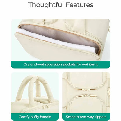Black Puffy Travel Wash Bag with Wide-Mouth Access and Wet-Dry Pockets - Mekamart Australia