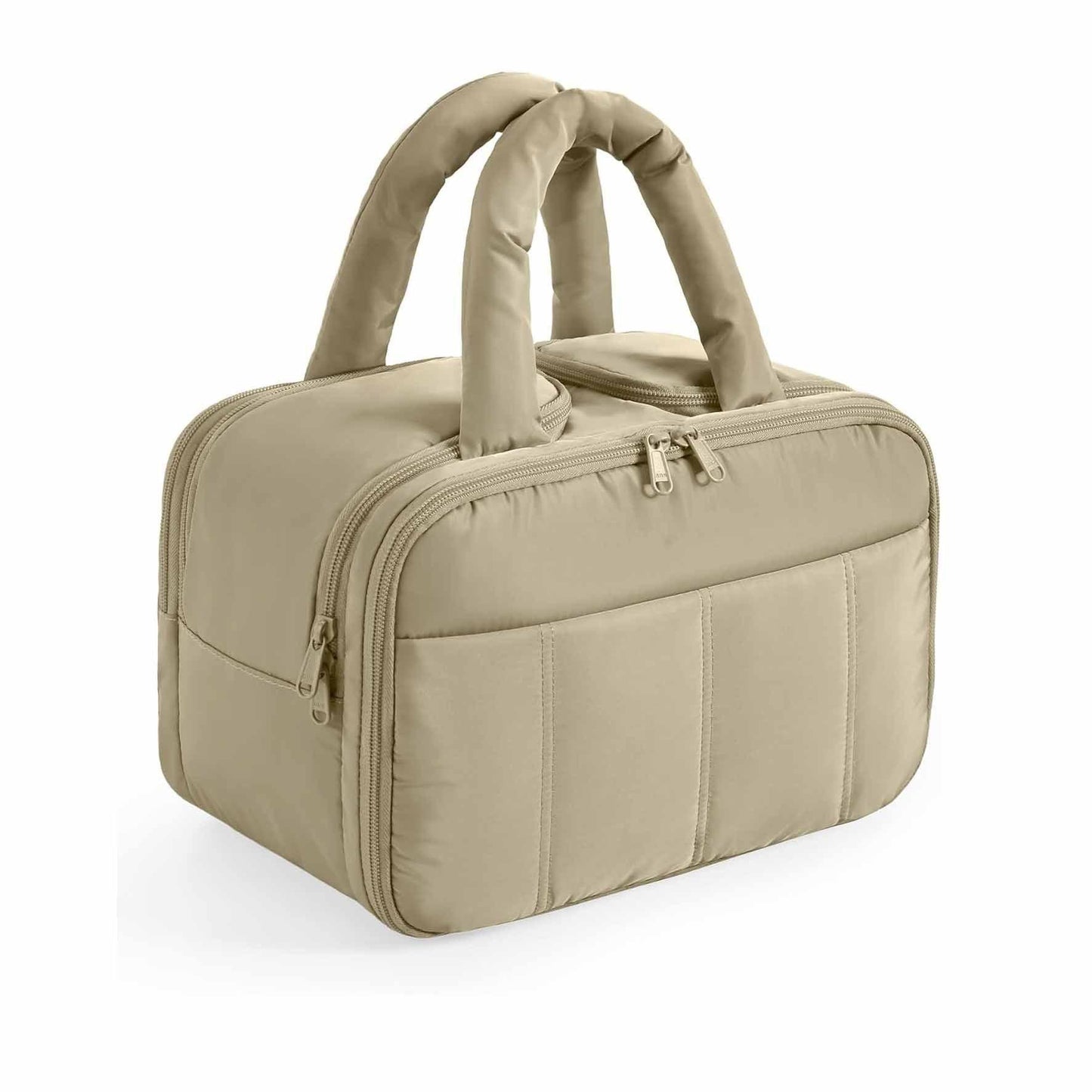 Camel Puffy Travel Wash Bag with Wide-Mouth Access and Wet-Dry Pockets - Mekamart Australia