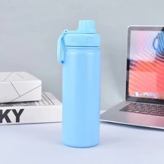 Blue Portable Travel Thermos Bottle - Leakproof Stainless Steel Flask with Carry Handle (25oz - 750ml) - Mekamart Australia