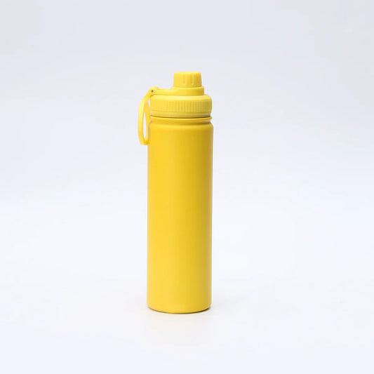 Yellow Portable Travel Thermos Bottle - Leakproof Stainless Steel Flask with Carry Handle (22oz - 660ml) - Mekamart Australia