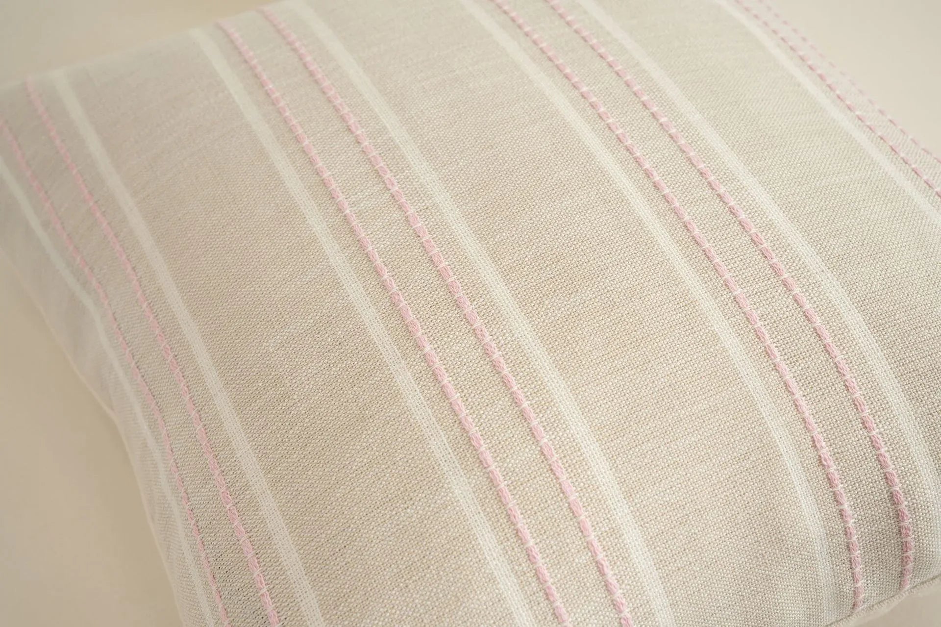 Textured Vertical Striped Pillowcases - Scandinavian Home Decor Accents (Pink Stripes Pair - 45x45cm) - Mekamart Australia