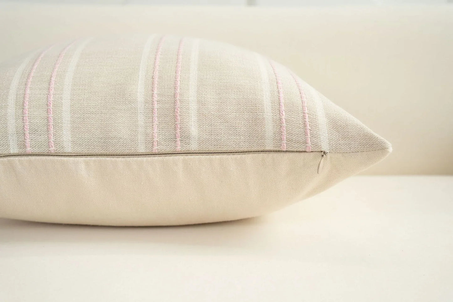 Textured Vertical Striped Pillowcases - Scandinavian Home Decor Accents (Pink Stripes Pair - 45x45cm) - Mekamart Australia