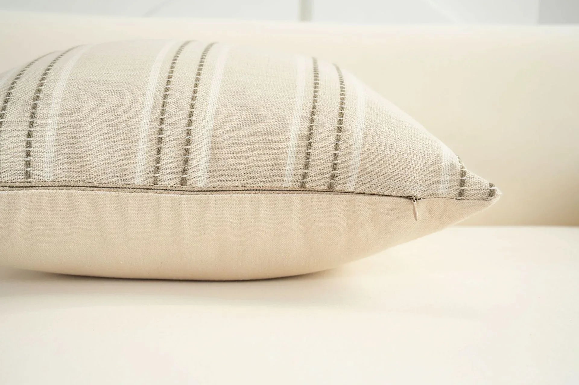 Textured Vertical Striped Pillowcases - Scandinavian Home Decor Accents (Green Stripes Pair - 45x45cm) - Mekamart Australia