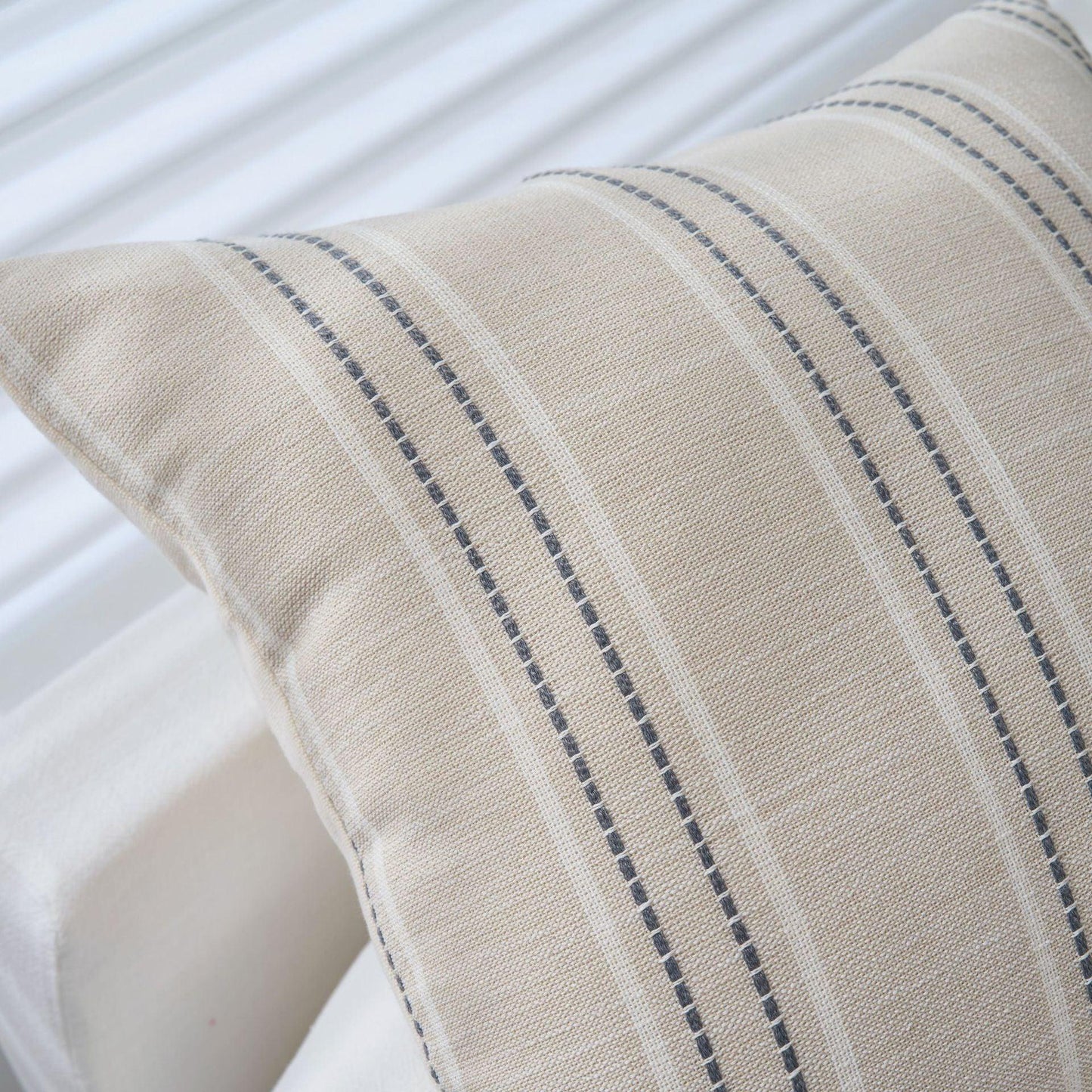 Textured Vertical Striped Pillowcases - Scandinavian Home Decor Accents (Grey Stripes Pair - 45x45cm) - Mekamart Australia