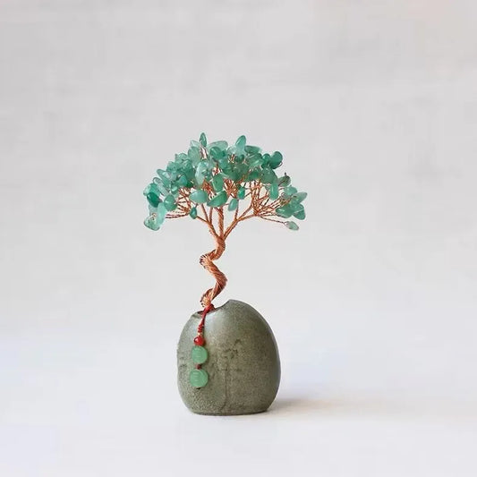 Green Vintage Crystal Money Tree Figurine for Home Decoration - Mekamart Australia