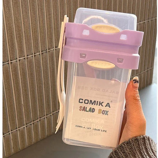 Purple Portable salad cup with ingredient compartment and fork and spoon - enjoy breakfast on the go - Mekamart Australia