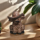 Rustic Highland Cow Statue with Cowboy Hat - Resin Farmhouse Decor - Mekamart Australia