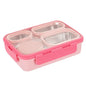 Pink 3-Compartment Stainless Steel Bento Lunch Box - Leak-Proof, for Kids & Adults for School & Office - Mekamart Australia