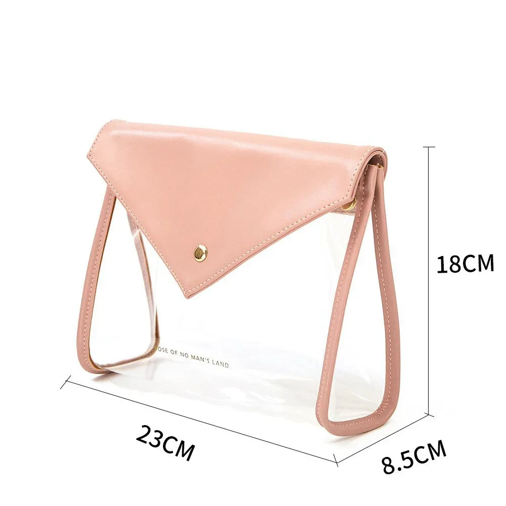 Pink Chic Envelope Makeup Bag with Transparent Waterproof Design - Mekamart Australia