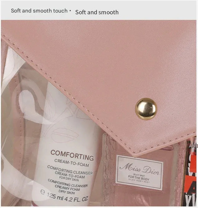 Yellow Chic Envelope Makeup Bag with Transparent Waterproof Design - Mekamart Australia