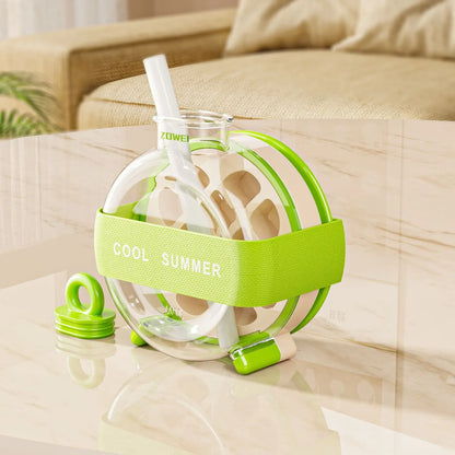 Green Portable Press-Release Ice Cube Maker Bottle - Makes 12 Cubes, Doubles as Bottle - Mekamart Australia