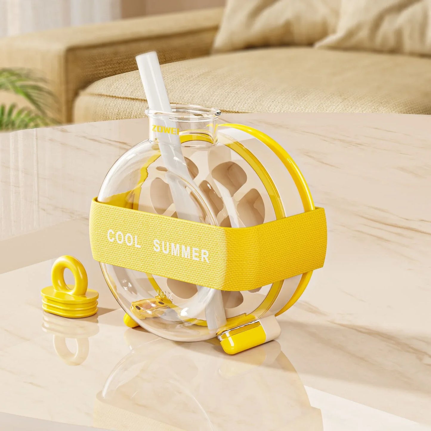 Yellow Portable Press-Release Ice Cube Maker Bottle - Makes 12 Cubes, Doubles as Bottle - Mekamart Australia