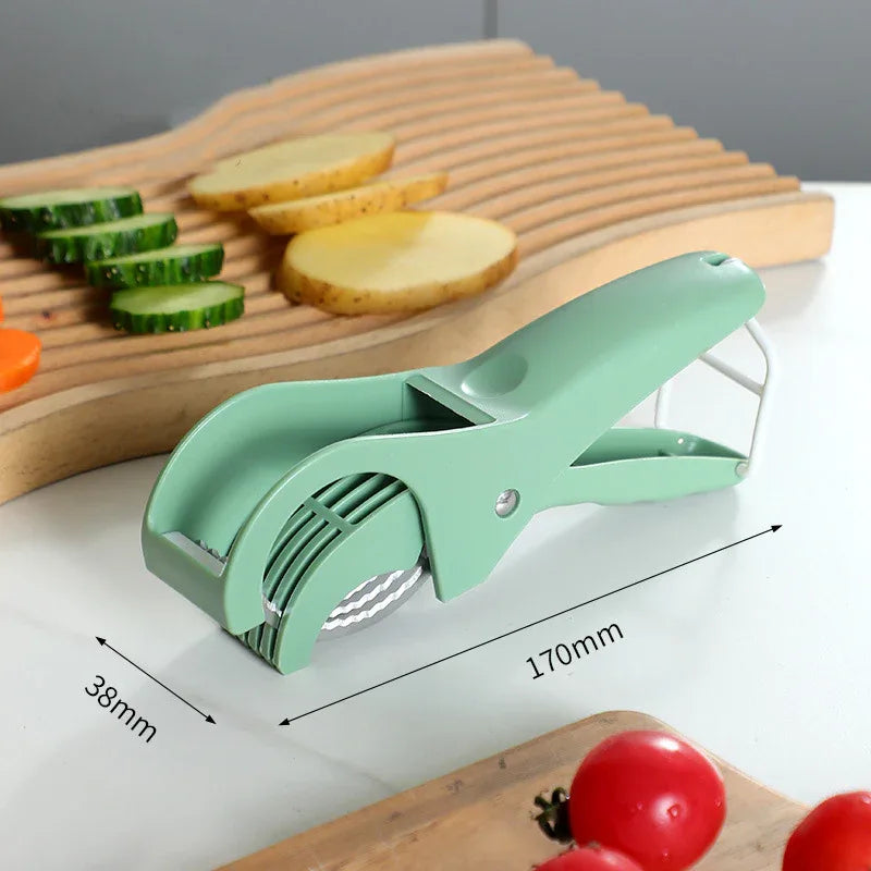 2 pcs Green 5-Blade Fruit & Vegetable Slicer for Crinkle Cuts - Kitchen Gadget - Mekamart Australia