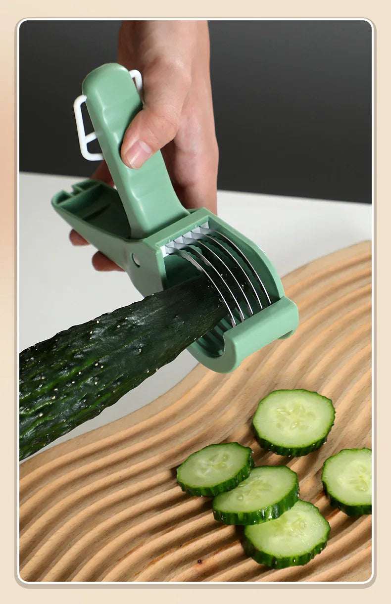 2 pcs Green 5-Blade Fruit & Vegetable Slicer for Crinkle Cuts - Kitchen Gadget - Mekamart Australia