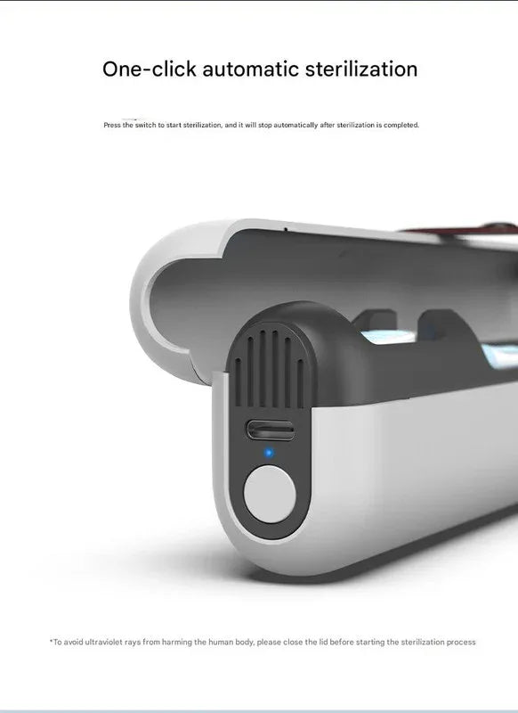 Travel UVC Toothbrush Sanitizer Box - Magnetic Closure, Rechargeable - Mekamart Australia