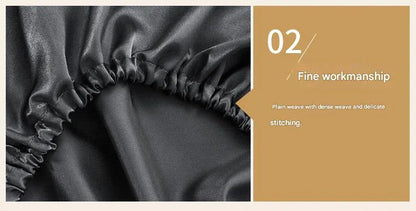 Black Silky Satin Pillowcase Pair - Smooth for Hair & Skin, Elastic Fitted (46x90+16cm) - Mekamart Australia