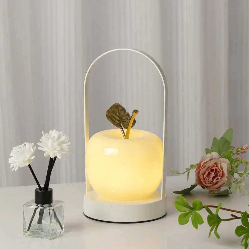Yellow Decorative Apple Table Lamp - USB-C, 3 Light Modes, Metal Handle - Mekamart Australia