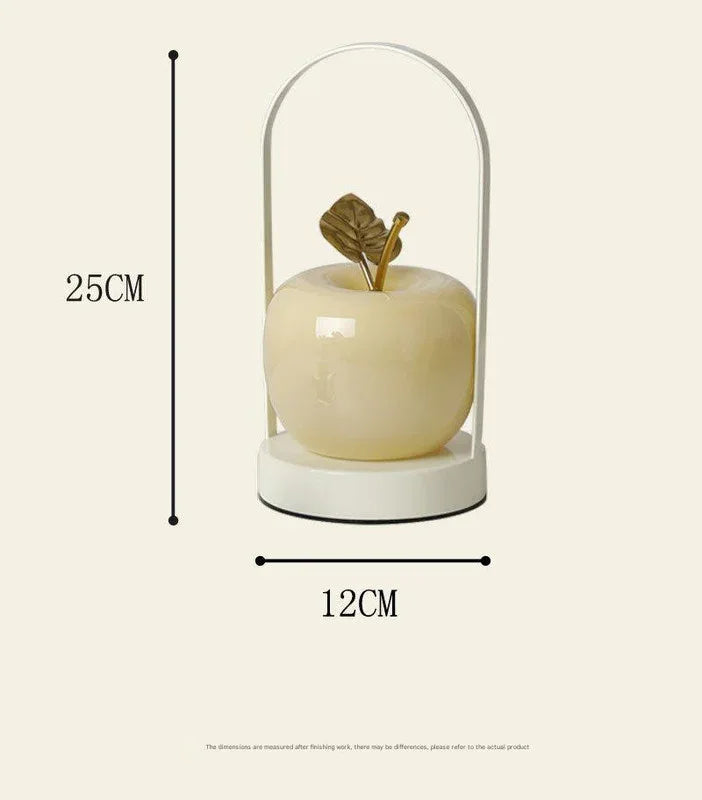Yellow Decorative Apple Table Lamp - USB-C, 3 Light Modes, Metal Handle - Mekamart Australia