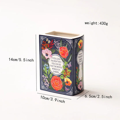 Literary Book Vase - Creative Ceramic Planter & Desk Organizer(Type B - 14x10x6.5cm) - Mekamart Australia