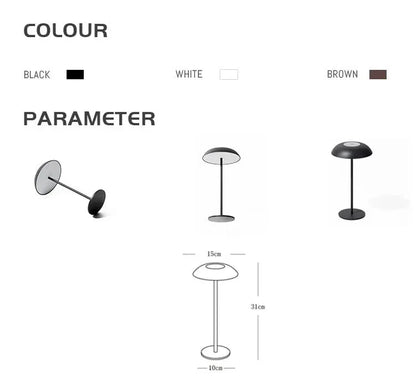Black Minimalist Rechargeable LED Touch Table Lamp - 3-Color Stepless Dimming Metal Desk Light - Mekamart Australia