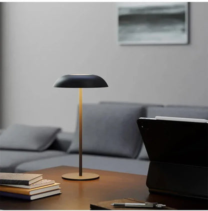 Black Minimalist Rechargeable LED Touch Table Lamp - 3-Color Stepless Dimming Metal Desk Light - Mekamart Australia