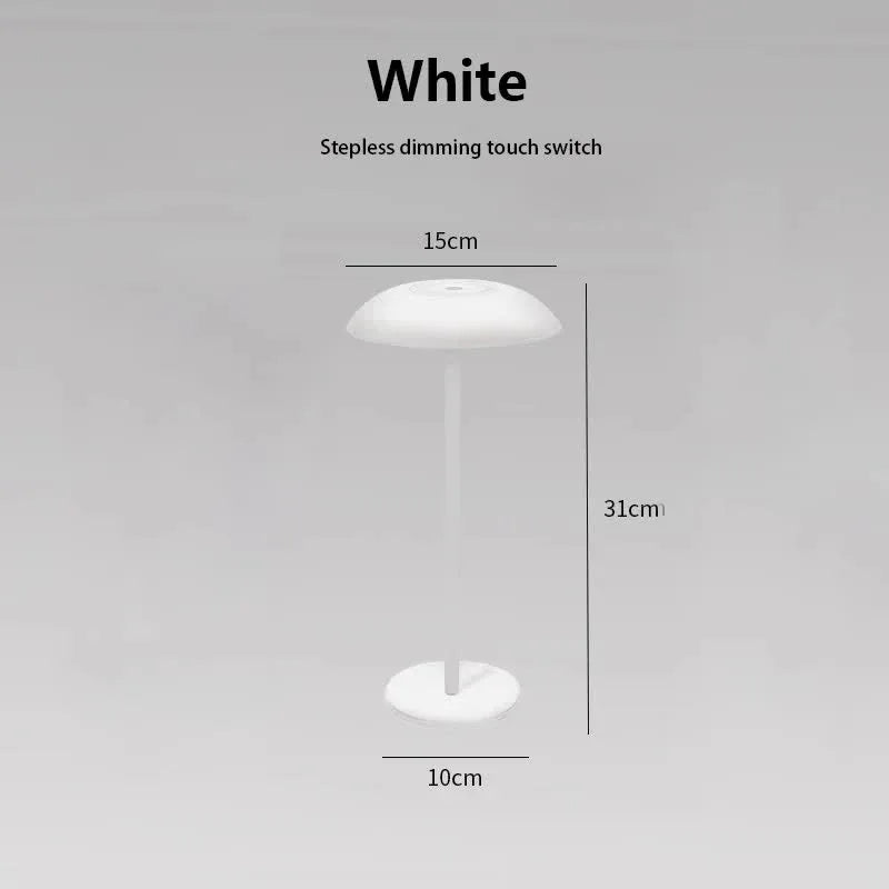 White Minimalist Rechargeable LED Touch Table Lamp - 3-Color Stepless Dimming Metal Desk Light - Mekamart Australia