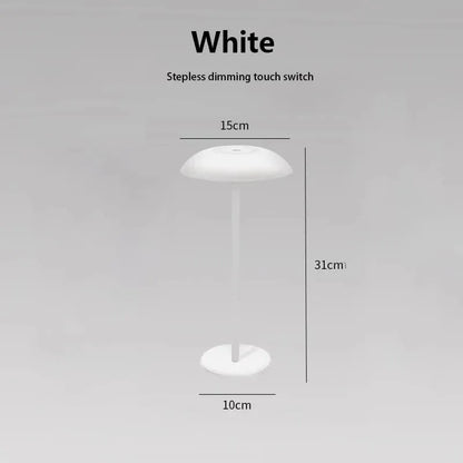 White Minimalist Rechargeable LED Touch Table Lamp - 3-Color Stepless Dimming Metal Desk Light - Mekamart Australia