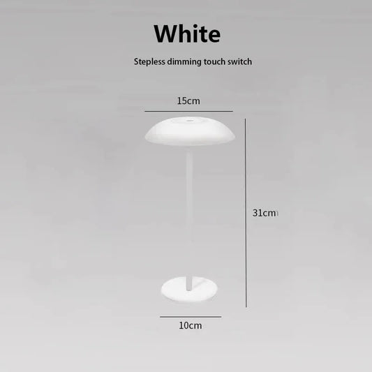 White Minimalist Rechargeable LED Touch Table Lamp - 3-Color Stepless Dimming Metal Desk Light - Mekamart Australia