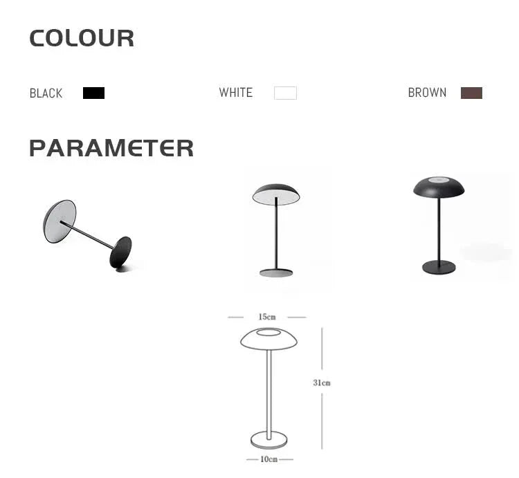 White Minimalist Rechargeable LED Touch Table Lamp - 3-Color Stepless Dimming Metal Desk Light - Mekamart Australia