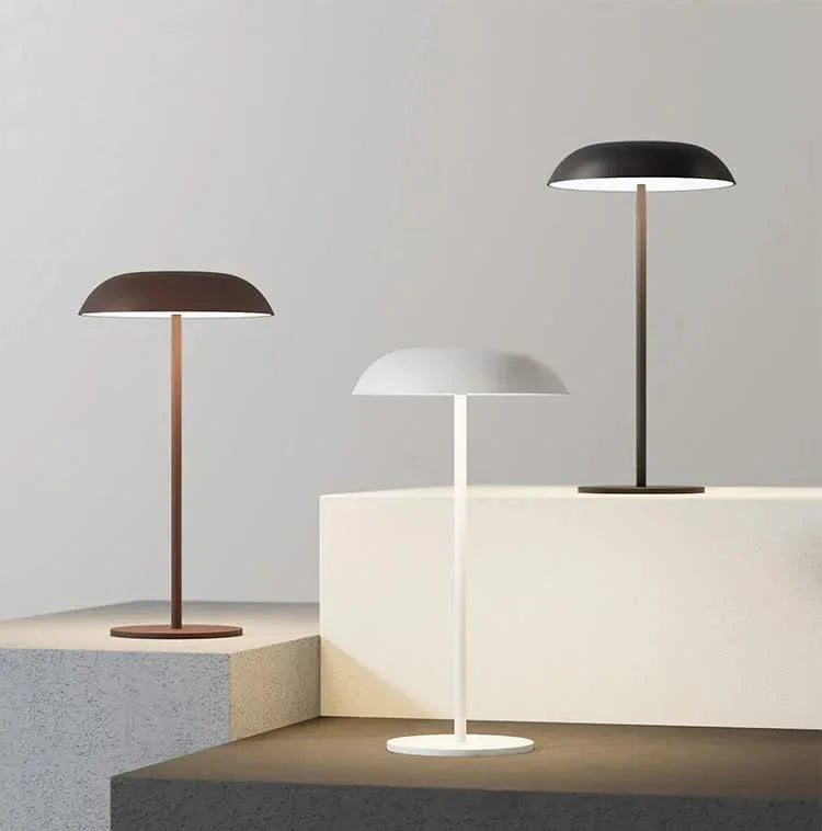 White Minimalist Rechargeable LED Touch Table Lamp - 3-Color Stepless Dimming Metal Desk Light - Mekamart Australia