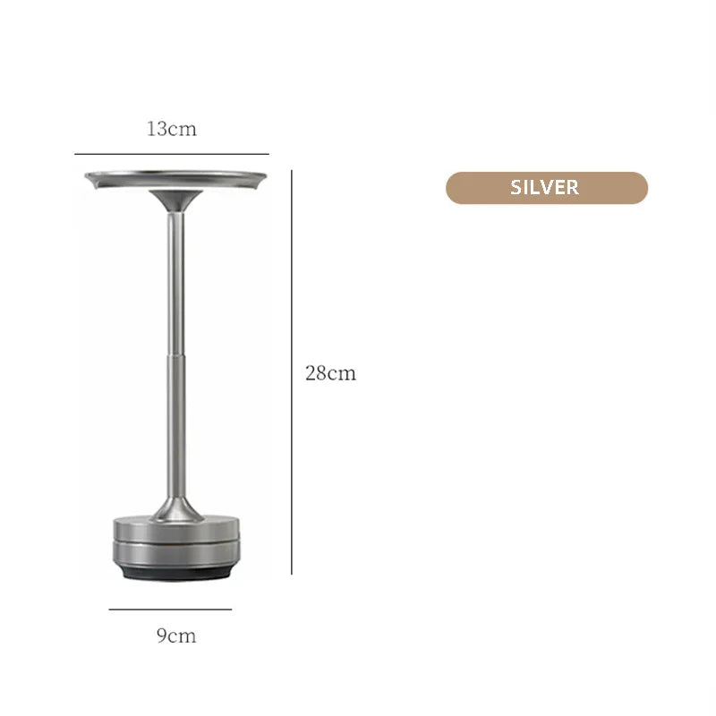 Silver Elegant Aluminum Alloy Rechargeable LED Touch Lamp - 3-Color Dimmable Cordless Table Light - Mekamart Australia