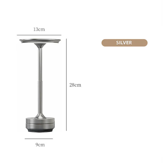 Silver Elegant Aluminum Alloy Rechargeable LED Touch Lamp - 3-Color Dimmable Cordless Table Light - Mekamart Australia