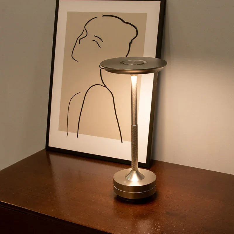 Black Elegant Aluminum Alloy Rechargeable LED Touch Lamp - 3-Color Dimmable Cordless Table Light - Mekamart Australia