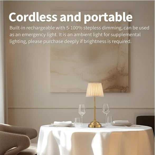 Black and White Elegant Rechargeable Fabric Shade LED Lamp - Cordless Touch Stepless Dimmable Table Light - Mekamart Australia