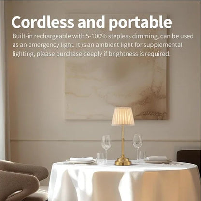Black and White Elegant Rechargeable Fabric Shade LED Lamp - Cordless Touch Stepless Dimmable Table Light - Mekamart Australia