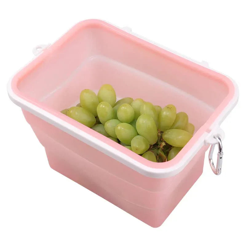 2 Pcs Pink Collapsible Silicone Food Storage Container - Microwave & Freezer Safe Lunch Box - Mekamart Australia
