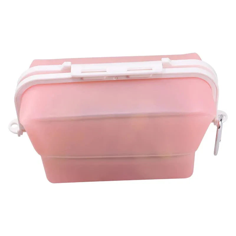2 Pcs Pink Collapsible Silicone Food Storage Container - Microwave & Freezer Safe Lunch Box - Mekamart Australia