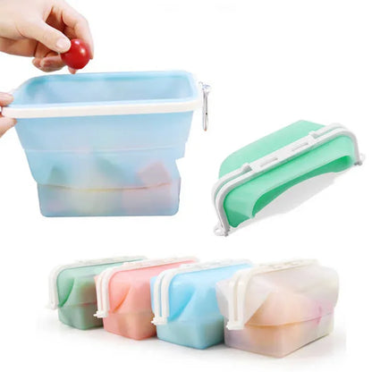 2 Pcs Green Collapsible Silicone Food Storage Container - Microwave & Freezer Safe Lunch Box - Mekamart Australia
