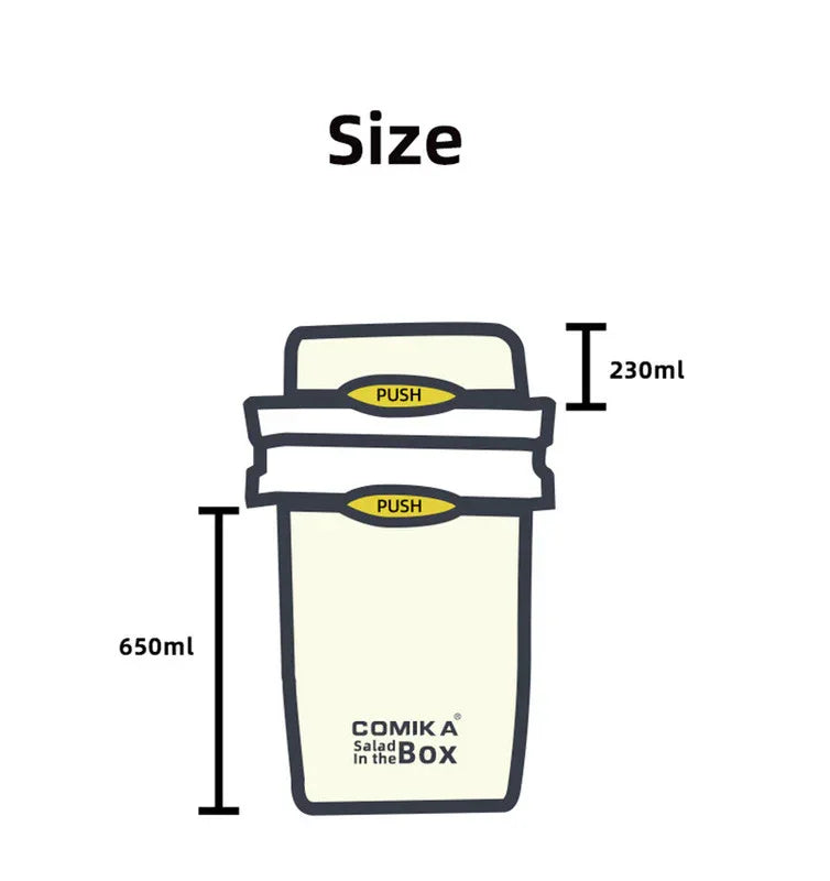Yellow Portable Salad & Breakfast Cup On-the-Go - Dual Compartment Container with Spork - Mekamart Australia