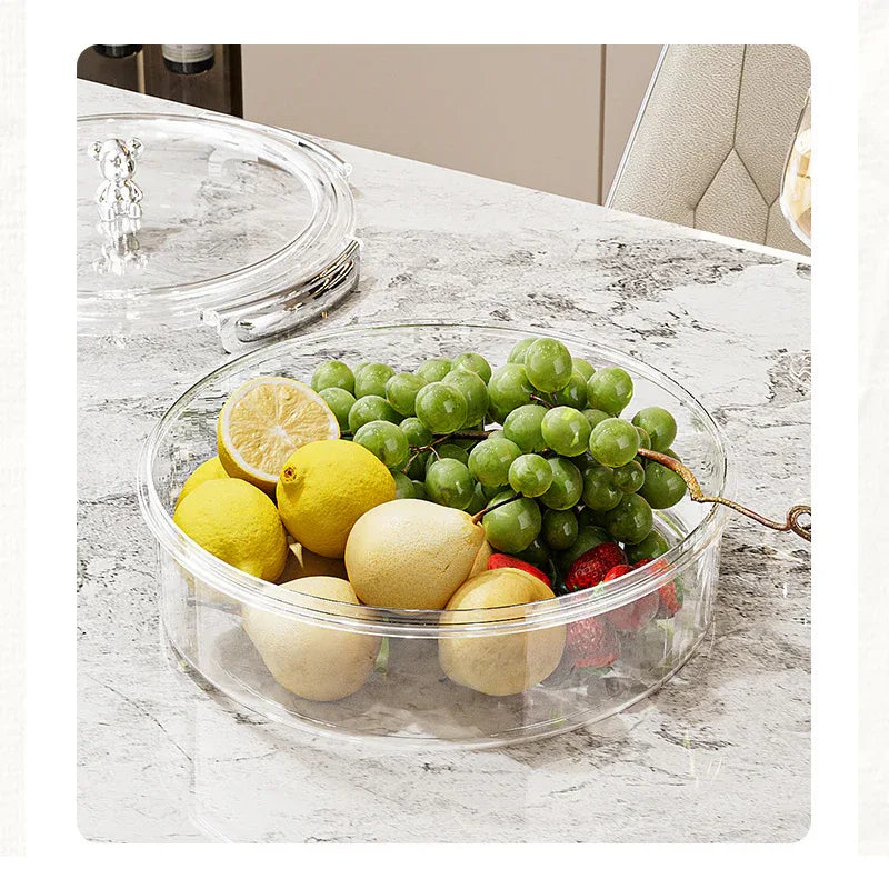 Grey And Beige Snap Button Elegant Compartment Serving Tray with Lid - Versatile Snack, Fruit & Candy Box - Mekamart Australia