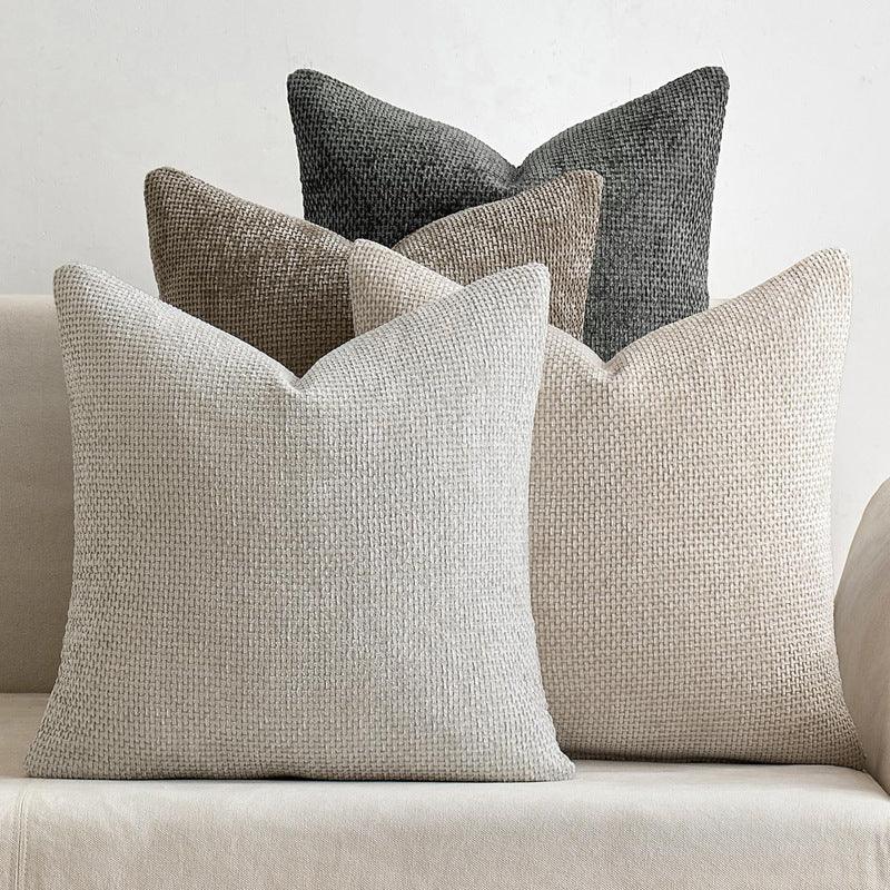 Light Blue Plush Chenille Cushion Covers Set of 2 - Soft Textured Decorative Throw Pillow Cases for Sofa Couch, 45x45cm - Mekamart Australia