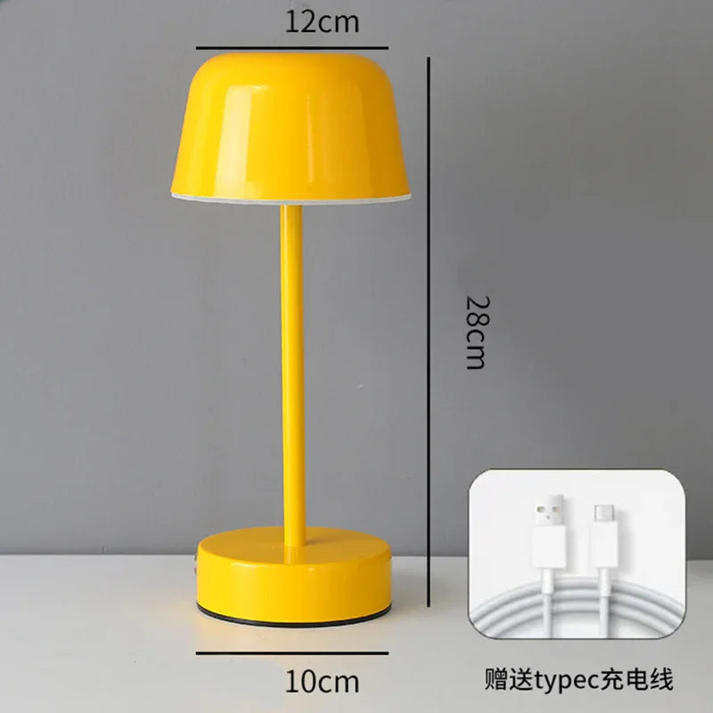 Yellow Modern Minimalist LED Table Lamp - Rechargeable Touch Control Desk Light - Mekamart Australia