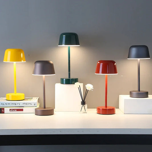 Yellow Modern Minimalist LED Table Lamp - Rechargeable Touch Control Desk Light - Mekamart Australia