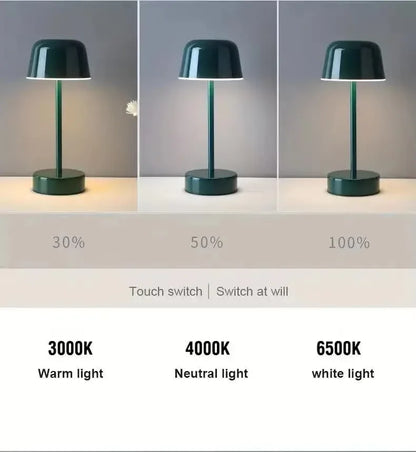 Dark Green Modern Minimalist LED Table Lamp - Rechargeable Touch Control Desk Light - Mekamart Australia