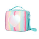 Blue Sparkling Rainbow Heart Insulated Lunch Bag for Kids - Portable School Lunch Box with Shoulder Strap - Mekamart Australia