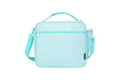 Blue Sparkling Rainbow Heart Insulated Lunch Bag for Kids - Portable School Lunch Box with Shoulder Strap - Mekamart Australia