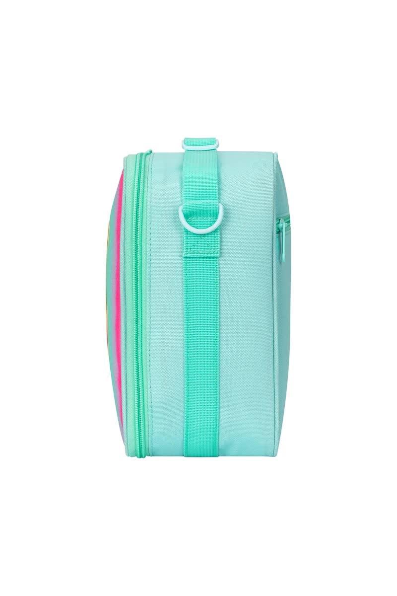 Orange Sparkling Rainbow Heart Insulated Lunch Bag for Kids - Portable School Lunch Box with Shoulder Strap - Mekamart Australia