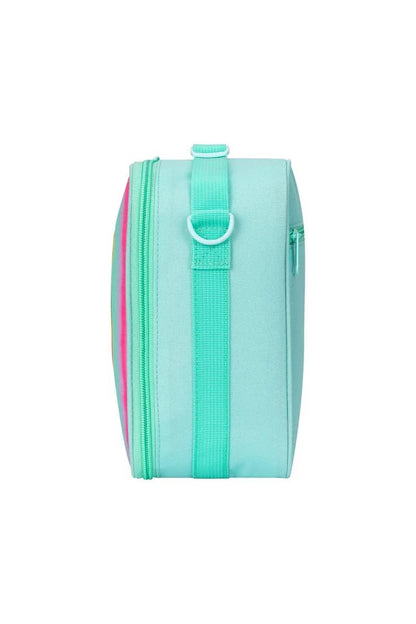Orange Sparkling Rainbow Heart Insulated Lunch Bag for Kids - Portable School Lunch Box with Shoulder Strap - Mekamart Australia