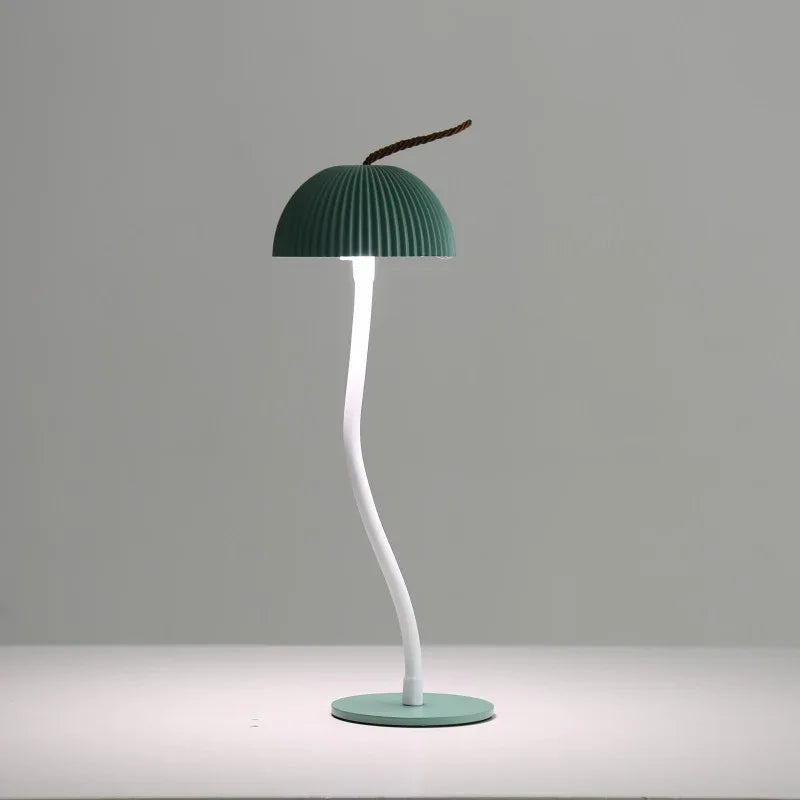 Green Three-dimensional stripes Sleek Minimalist LED Mushroom Table Lamp - Rechargeable 3-Color Touch Control, Bar & Ambient Light - Mekamart Australia