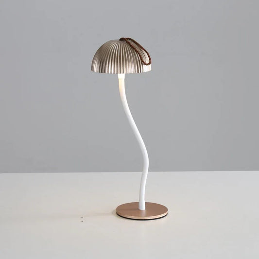 Gold Three-dimensional stripes Sleek Minimalist LED Mushroom Table Lamp - Rechargeable 3-Color Touch Control, Bar & Ambient Light - Mekamart Australia